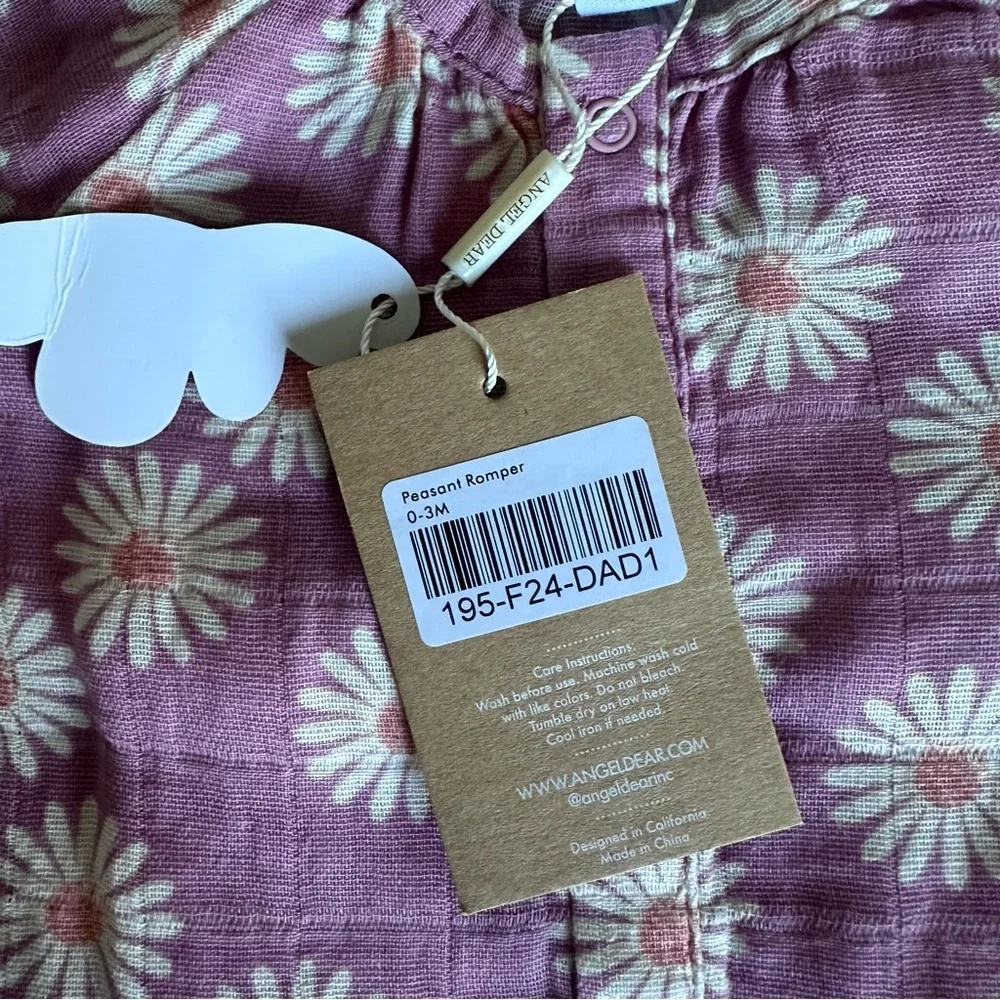 Angel Dear Peasant Romper Daisy Dynamo NWT 0-3 months